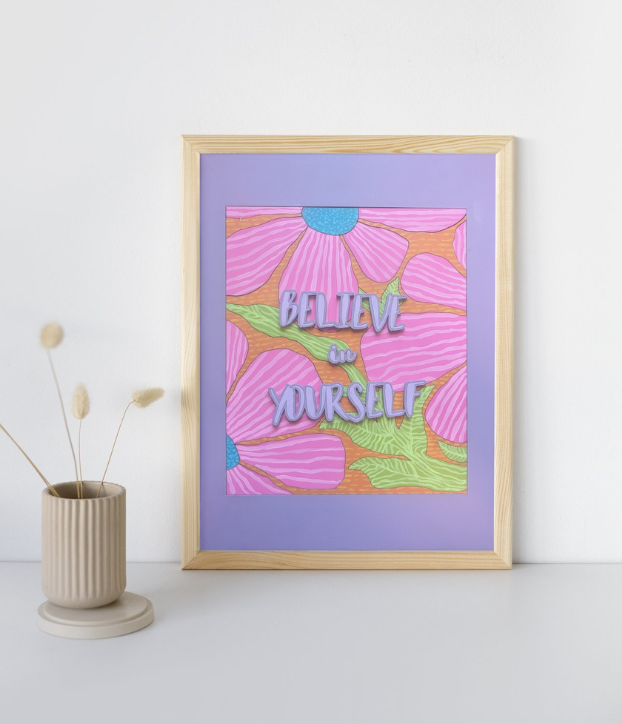 Framed Believe in Yourself Paint Kit | DIY Puzzle Wall Art (11x14)