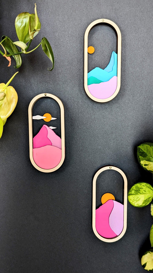 Mountain Scenes Pill Shaped Trio | DIY Wall Art