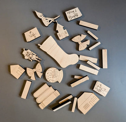 Christmas Bookshelf Art Kit Workshop