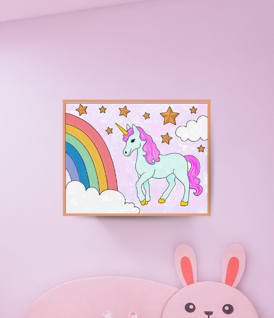 Rainbow Unicorn DIY Paint Kit | Magical Wall Art for Kids | DIY Puzzle Wall Art (11x14)
